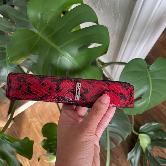Guess Snakeskin Velcro Red Belt Size L (32) - Picture 1 of 5